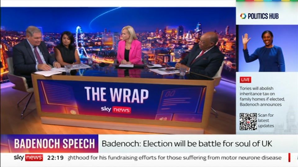 Broadcast still at 19m. Sky News, The Wrap With Anna Botting, 7 October 2026.