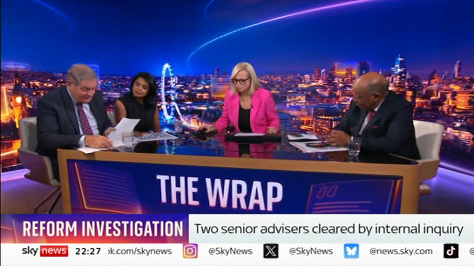 Broadcast still at 27m 30s. Sky News, The Wrap With Anna Botting, 7 October 2026.