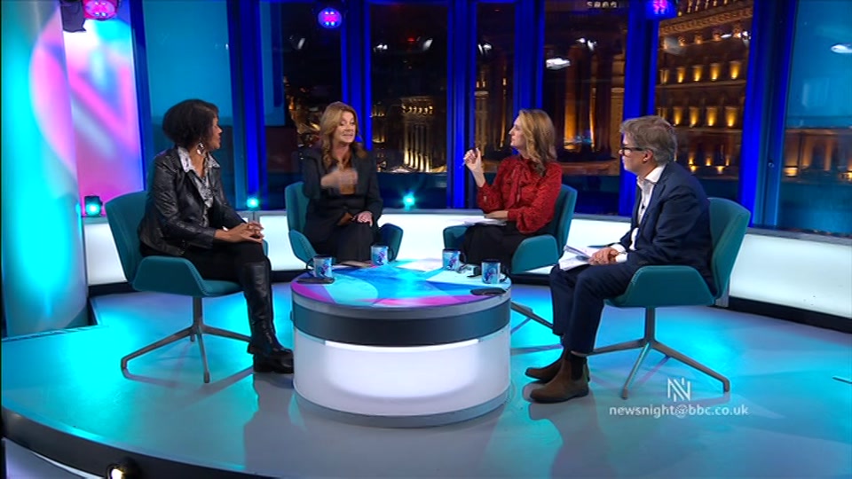 Broadcast still at 9m 30s. BBC Two, Newsnight, followed by Weather, 7 October 2026.