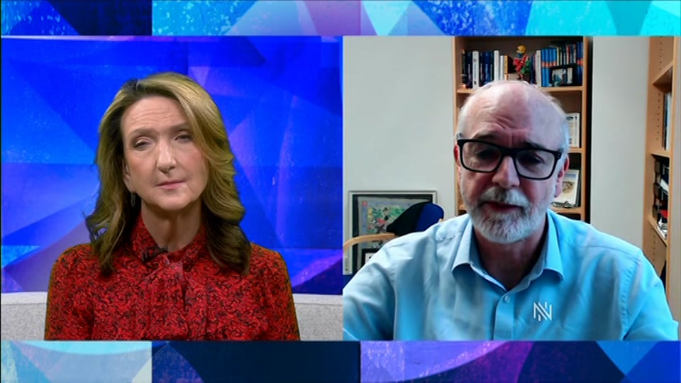 Broadcast still at 27m 30s. BBC Two, Newsnight, followed by Weather, 7 October 2026.