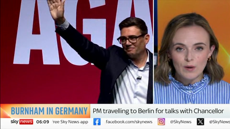 Broadcast still at 9m 30s. Sky News, Mornings, 8 October 2026.