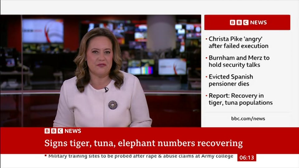 Broadcast still at 13m 30s. BBC News, 8 October 2026.