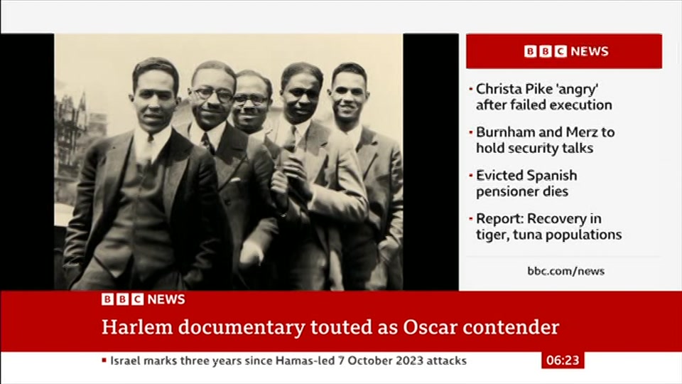 Broadcast still at 23m 30s. BBC News, 8 October 2026.