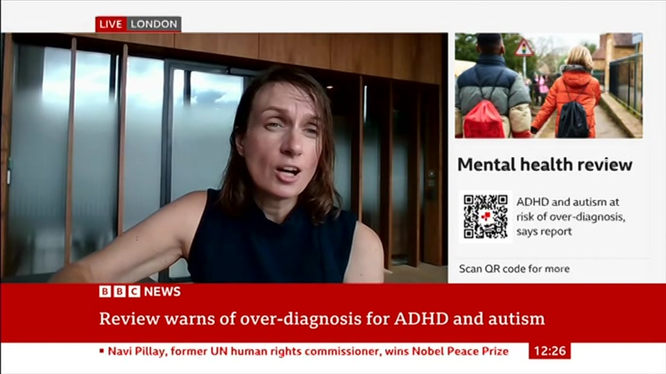Broadcast still at 26m. BBC News, BBC News Now, 9 October 2026.
