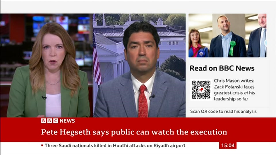 Broadcast still at 4m 30s. BBC News, Verified Live, 9 October 2026.