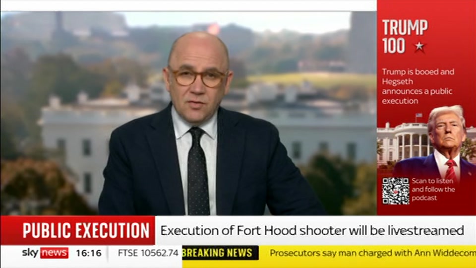 Broadcast still at 16m 30s. Sky News, Sky News Today, 9 October 2026.