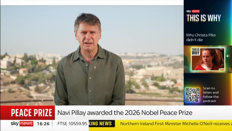 Broadcast still at 26m 30s. Sky News, Sky News Today, 9 October 2026.