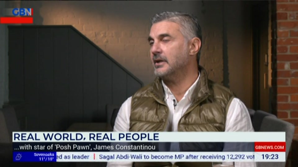 Broadcast still at 23m 30s. GB News, New: Lee Anderson's Real World, 9 October 2026.