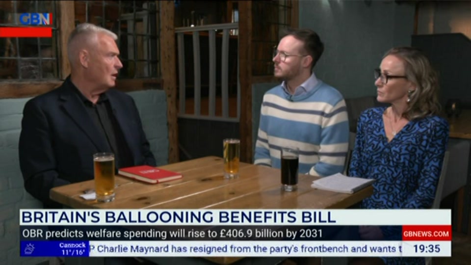 Broadcast still at 35m. GB News, New: Lee Anderson's Real World, 9 October 2026.