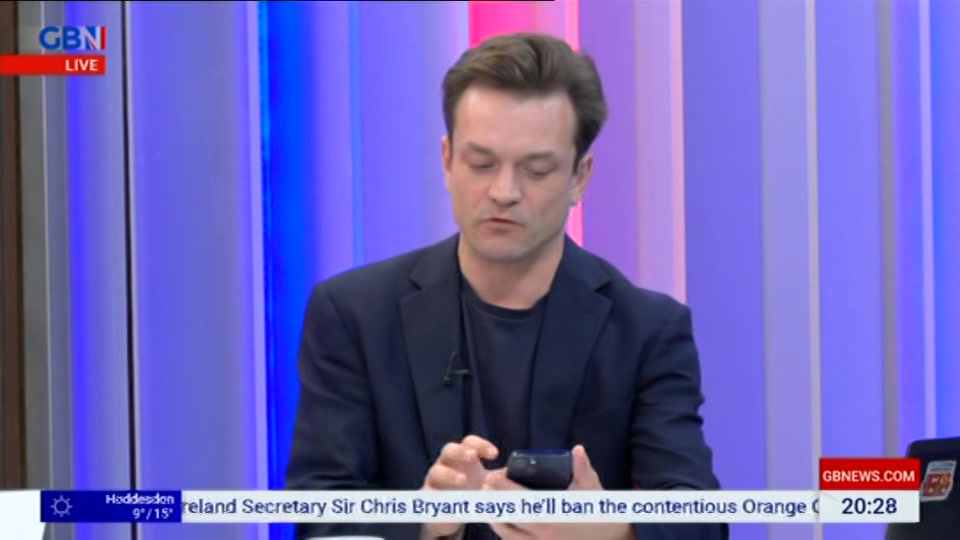 Broadcast still at 28m. GB News, New: The Saturday Five Extra, 10 October 2026.