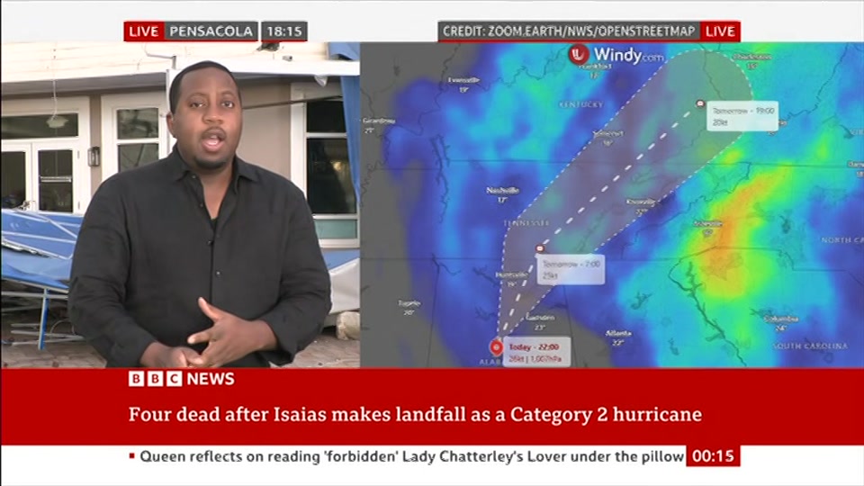 Broadcast still at 15m. BBC News, 10 October 2026.