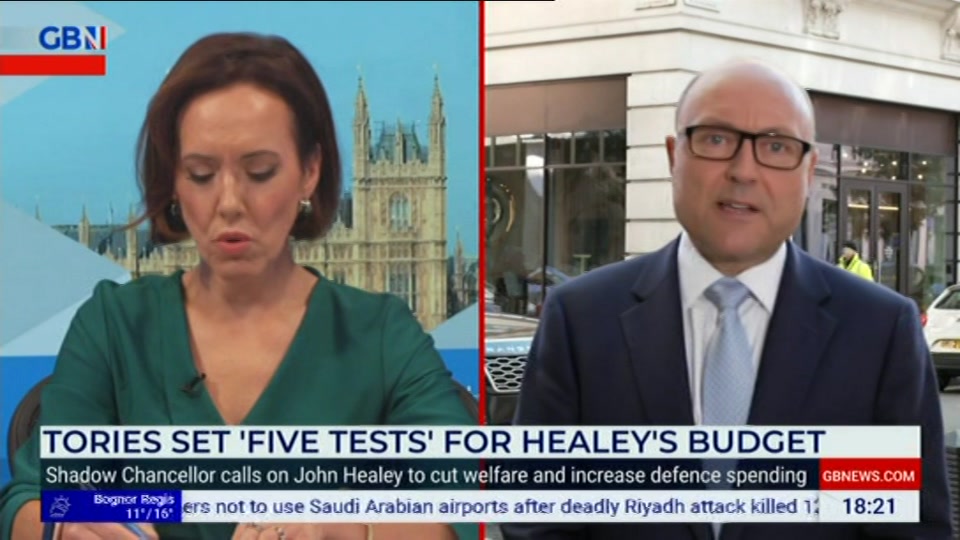Broadcast still at 21m. GB News, New: The Camilla Tominey Show..., 11 October 2026.