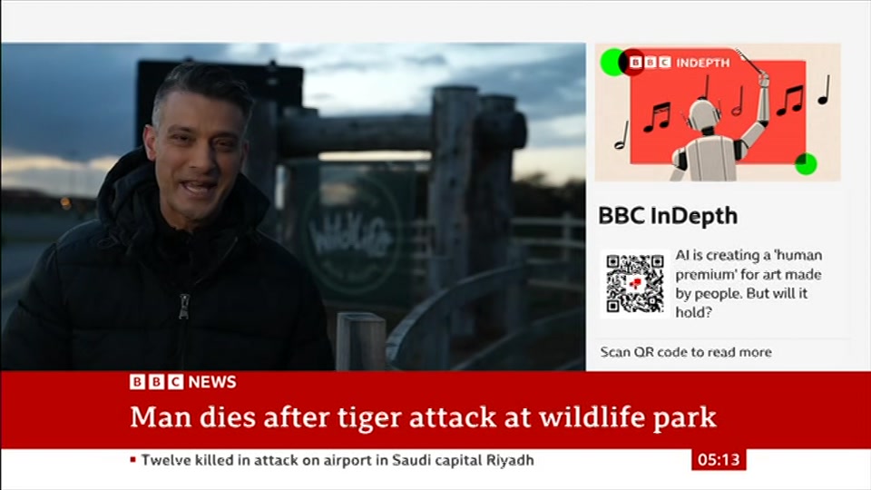 Broadcast still at 13m 30s. BBC News, 11 October 2026.