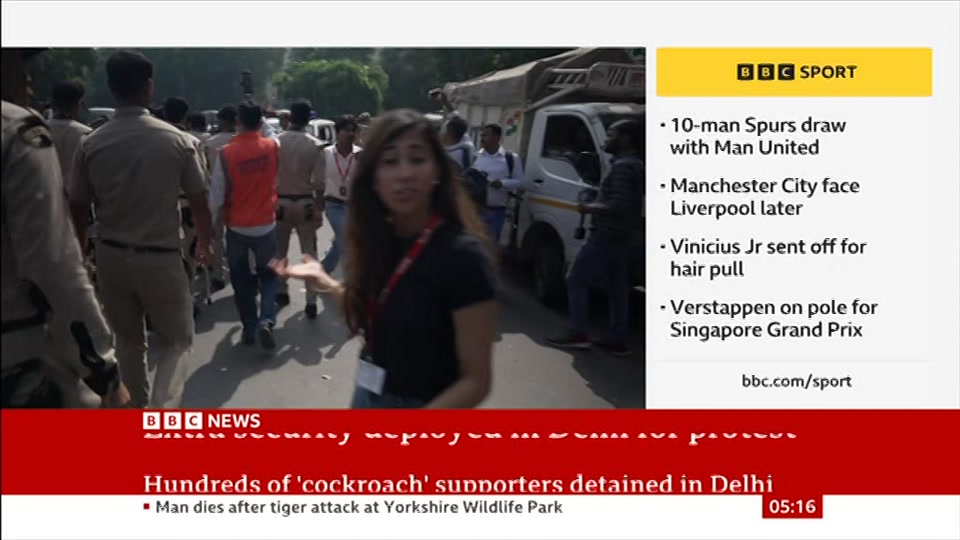 Broadcast still at 16m 30s. BBC News, 11 October 2026.