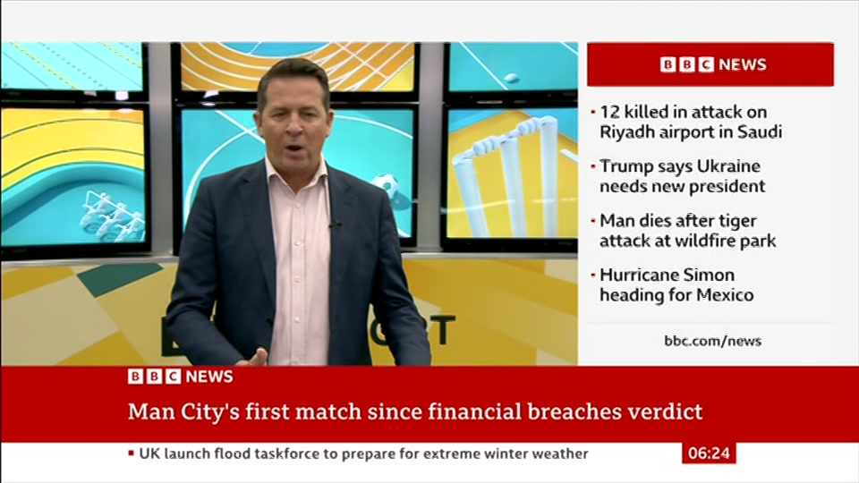 Broadcast still at 24m. BBC News, 11 October 2026.