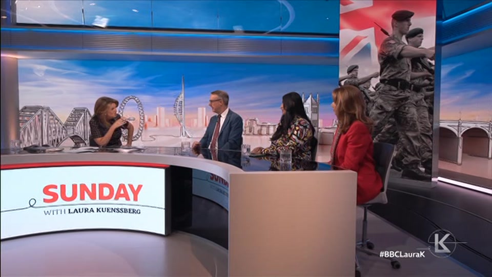 Broadcast still at 23m 30s. BBC One, Sunday with Laura Kuenssberg, 11 October 2026.