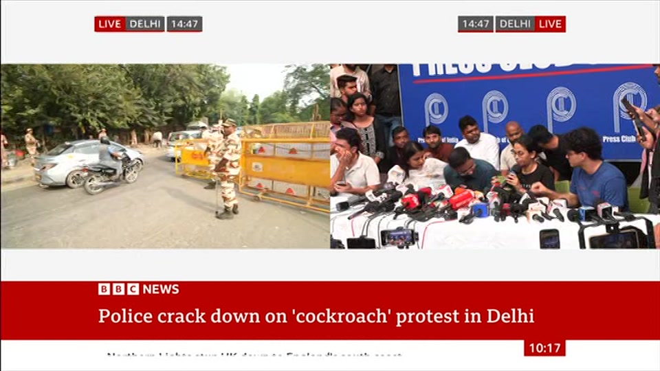 Broadcast still at 17m 30s. BBC News, 11 October 2026.