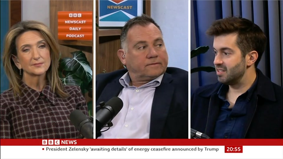 Broadcast still at 25m 30s. BBC News, Newscast, 11 October 2026.