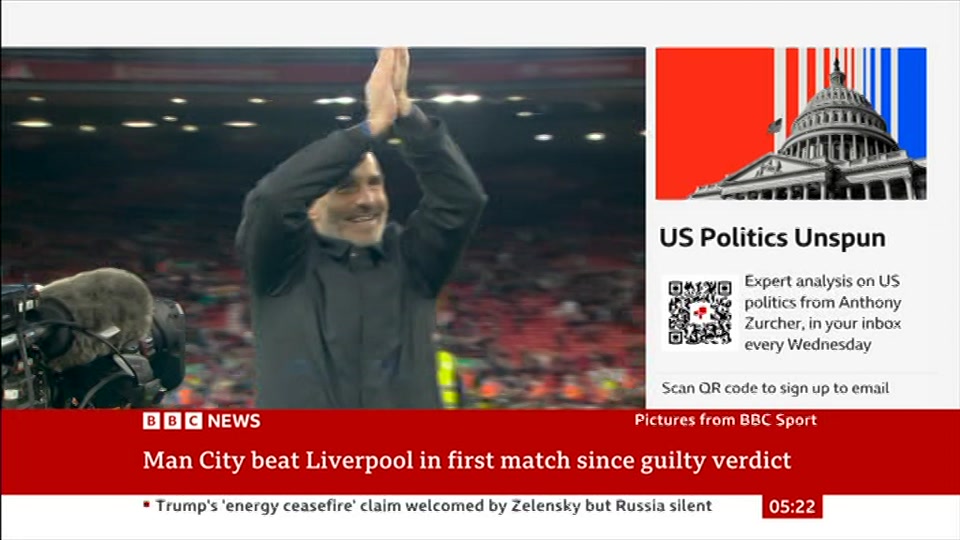 Broadcast still at 22m 30s. BBC News, 12 October 2026.