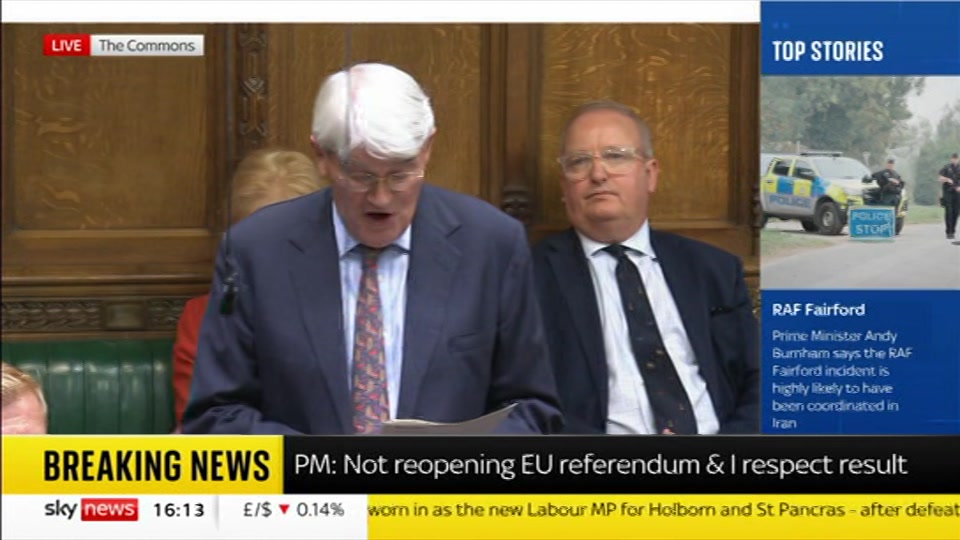 Still from Sky News at 13:30