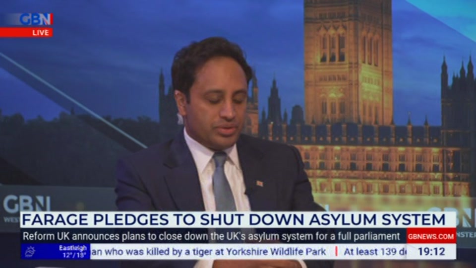 Broadcast still at 12m. GB News, New: Farage, 12 October 2026.