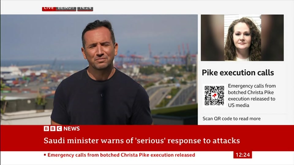 Broadcast still at 24m 30s. BBC News, BBC News Now, 13 October 2026.