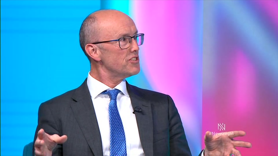 Broadcast still at 10m 30s. BBC Two, Newsnight, followed by Weather, 13 October 2026.