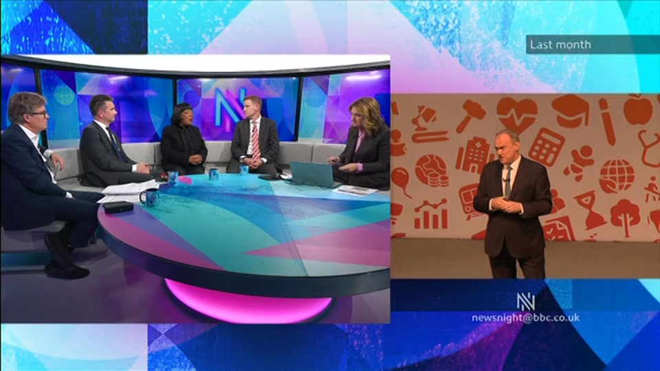 Broadcast still at 29m 30s. BBC Two, Newsnight, followed by Weather, 13 October 2026.