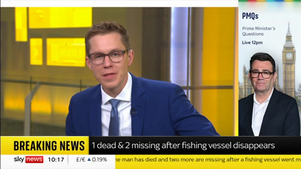 Broadcast still at 17m. Sky News, Sky News Today with Gareth Barlow, 14 October 2026.