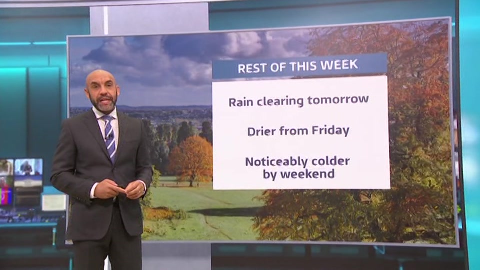 Broadcast still at 51m 30s. ITV, ITV Evening News, 14 October 2026.