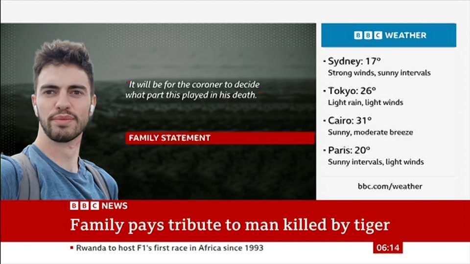 Broadcast still at 14m. BBC News, 14 October 2026.