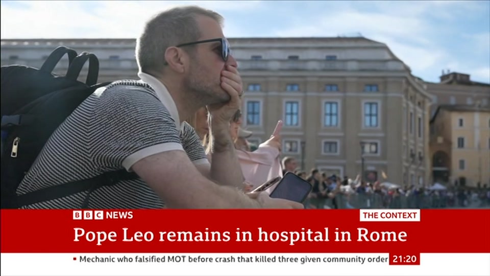 Broadcast still at 20m 30s. BBC News, The Context, 14 October 2026.