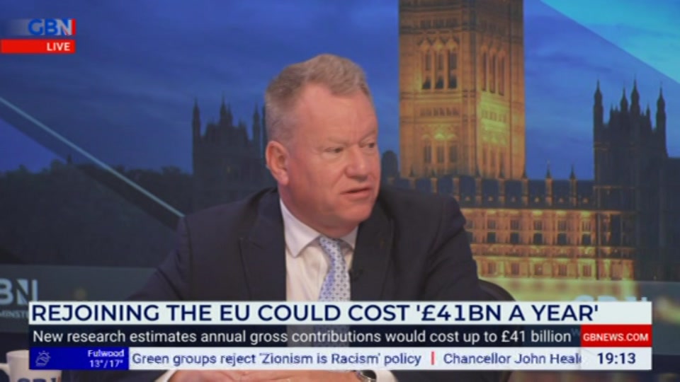 Broadcast still at 13m 30s. GB News, New: Farage, 15 October 2026.
