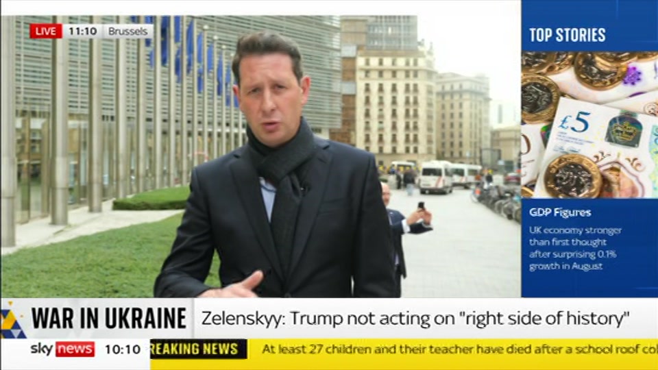 Broadcast still at 10m 30s. Sky News, Sky News Today with Gareth Barlow, 15 October 2026.
