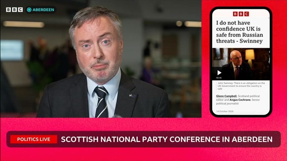 Broadcast still at 38m. BBC Two, Politics Live, 15 October 2026.