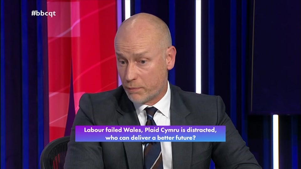 Broadcast still at 31m 30s. BBC One, Question Time, 15 October 2026.