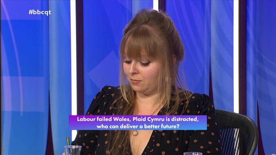 Broadcast still at 32m. BBC One, Question Time, 15 October 2026.