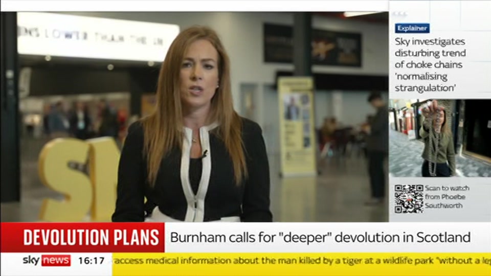 Broadcast still at 17m 30s. Sky News, Sky News Today, 16 October 2026.