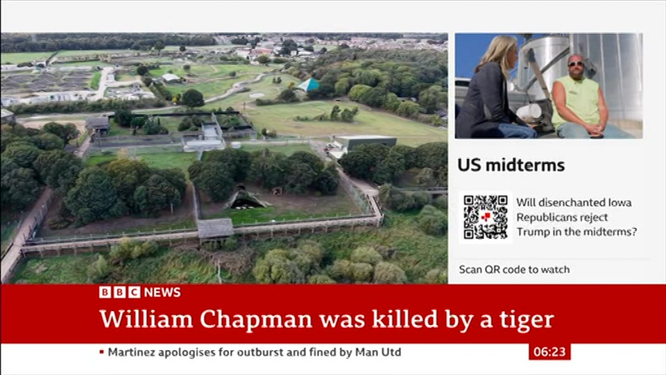 Broadcast still at 23m 30s. BBC News, 16 October 2026.