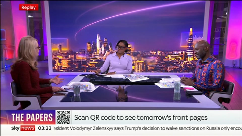 Broadcast still at 33m. Sky News, 18 October 2026.