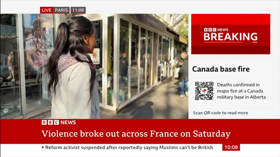 Broadcast still at 8m 30s. BBC News, 18 October 2026.