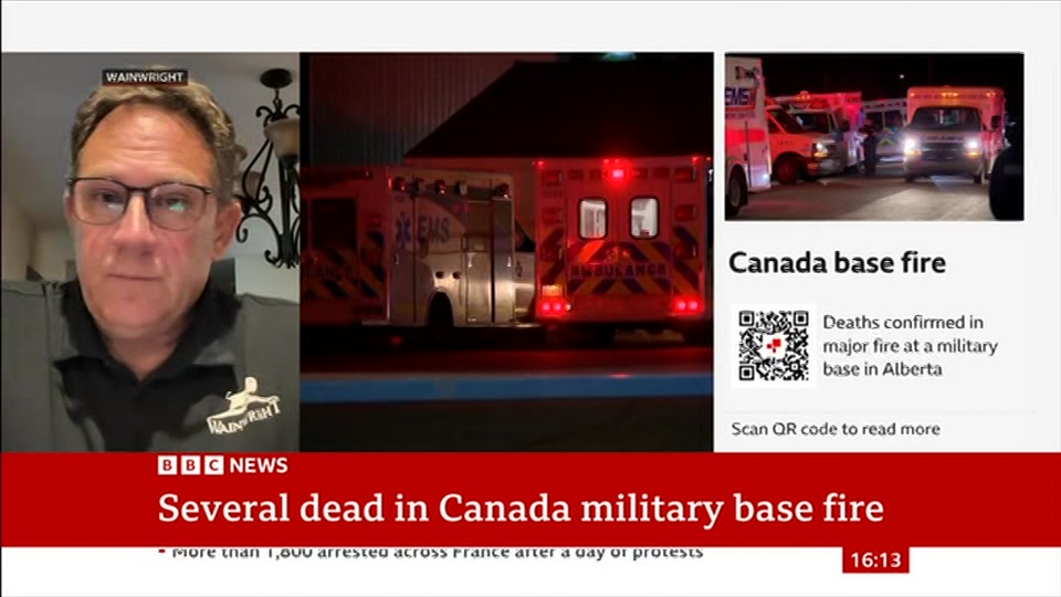 Broadcast still at 13m 30s. BBC News, 18 October 2026.