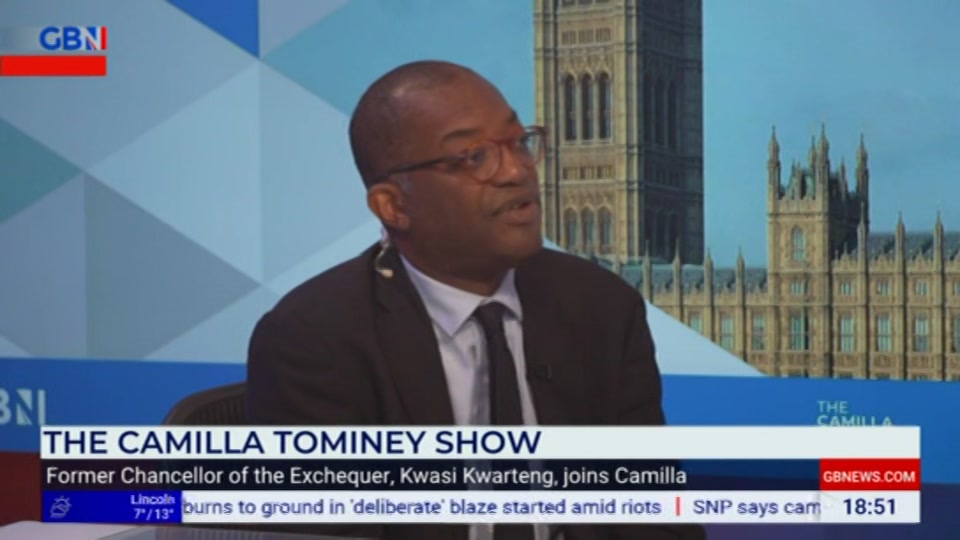 Broadcast still at 51m. GB News, The Camilla Tominey Show, 18 October 2026.