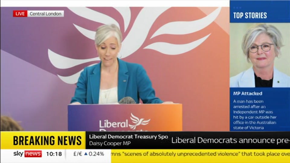 Broadcast still at 18m 30s. Sky News, Sky News Today with Gareth Barlow, 19 October 2026.