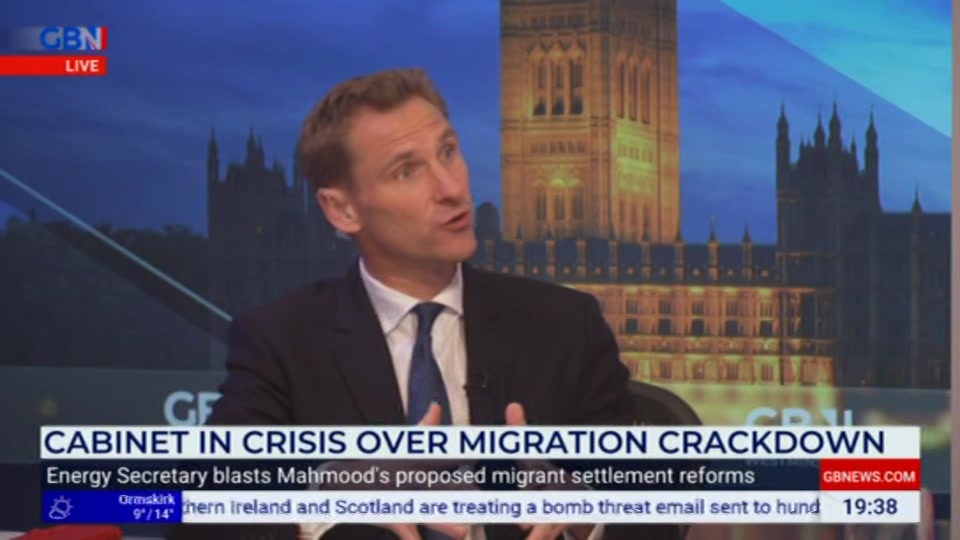 Broadcast still at 38m 30s. GB News, Farage, 19 October 2026.