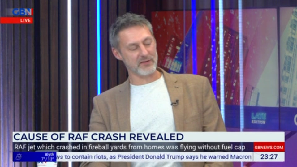 Broadcast still at 27m. GB News, Patrick Christys Tonight Late, 19 October 2026.