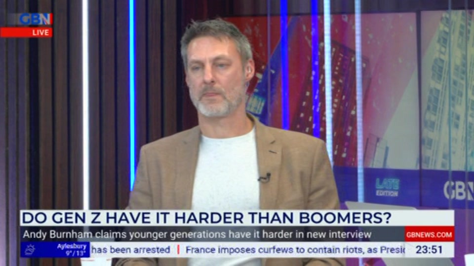 Broadcast still at 51m 30s. GB News, Patrick Christys Tonight Late, 19 October 2026.
