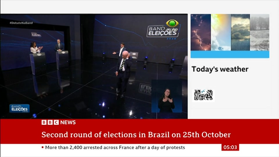 Broadcast still at 3m 30s. BBC News, 19 October 2026.