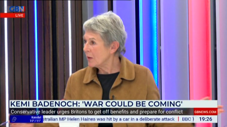 Broadcast still at 26m. GB News, Farage, 20 October 2026.