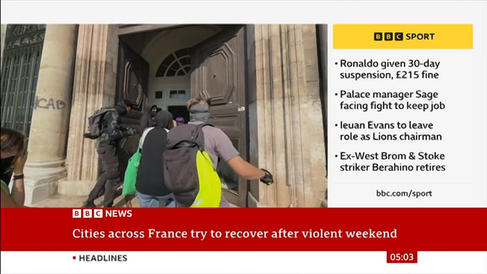 Still from BBC News at 3:00